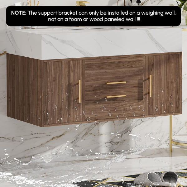 39.4" Floating Bathroom Vanity with Sink & Sintered Stone Countertop