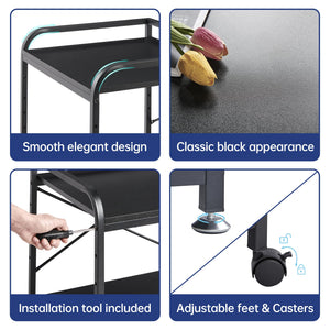 2-Tier Under Desk Printer Stand with Rolling Wheels