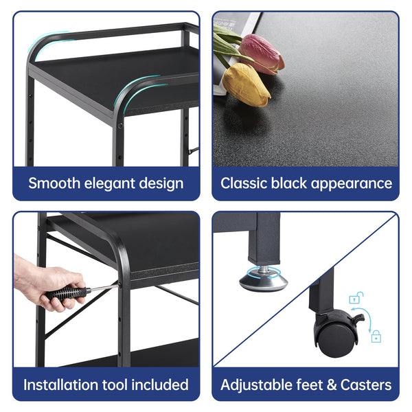 2-Tier Under Desk Printer Stand with Rolling Wheels
