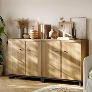 Modern Farmhouse Sideboard Cabinet with Metal Frame Base