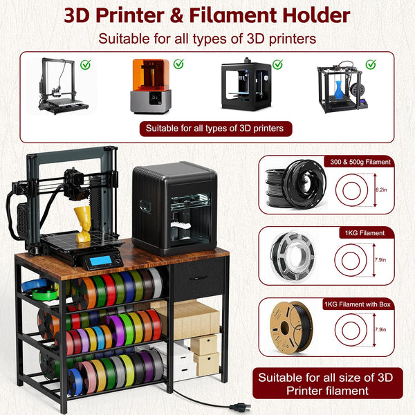 3D Printer Stand with Filament Storage & Drawer