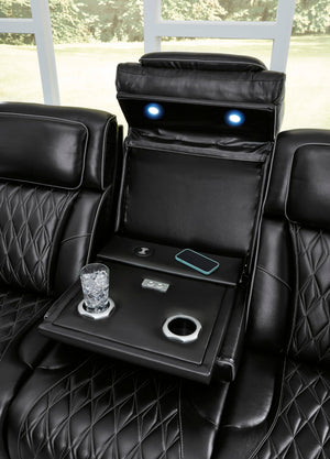 Power Reclining Sofa with Adjustable Headrest & LED Lighting