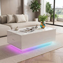 41" LED Coffee Table with 2 Drawers – High Gloss Black