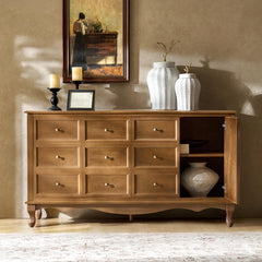 Transitional 4-Door Wood Sideboard with Adjustable Shelves, 58"