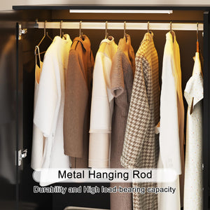 3-Door Wardrobe Armoire with Mirrors & LED Lights