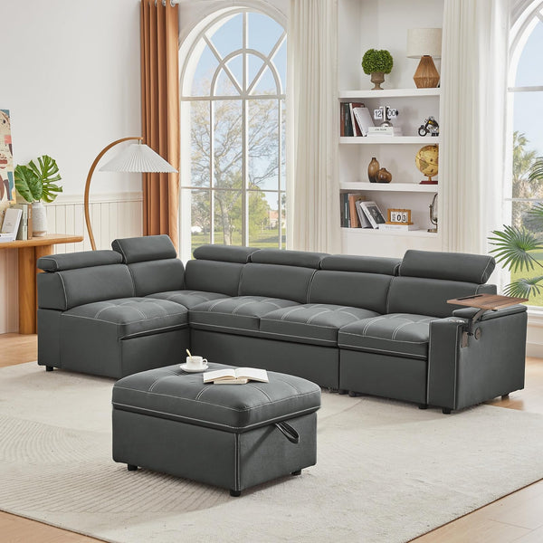 U-Shaped Sectional Sleeper Sofa with Pull-Out Bed