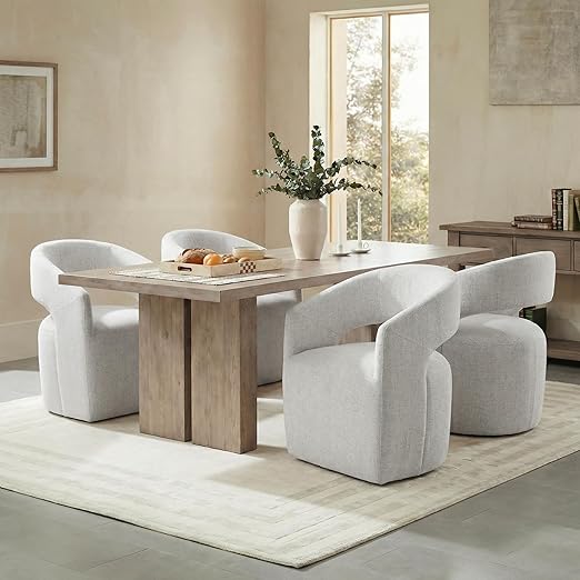 Upholstered Rolling Dining Chairs with Casters
