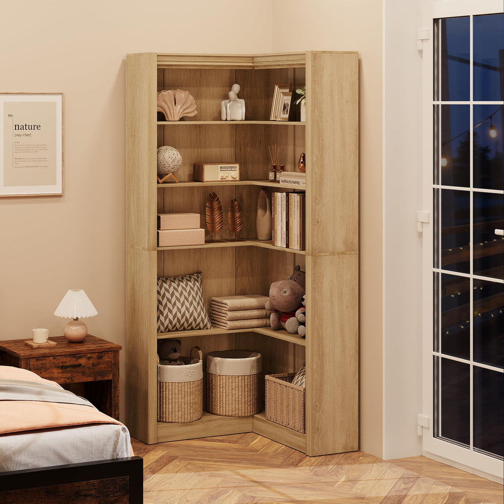 L-Shaped 5-Tier Corner Bookshelf