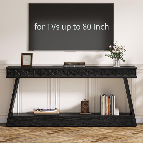 70.9" Farmhouse Console Table with 2-Tier Storage
