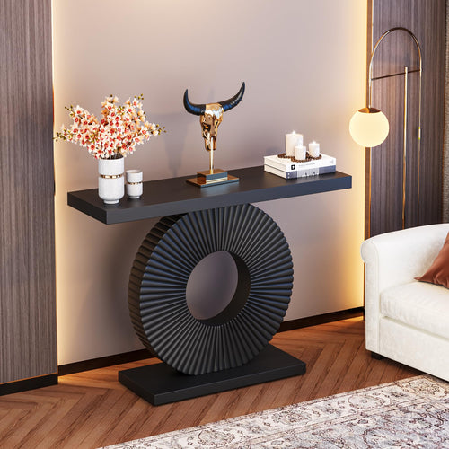 Modern Console Table with Geometric Base | 40 Inch Entryway Sofa Table