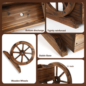 2-Tier Wooden Planter Box with Wheels