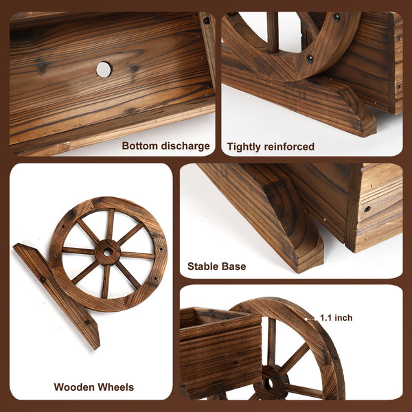 2-Tier Wooden Planter Box with Wheels