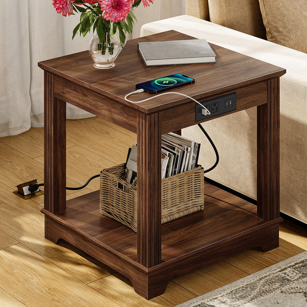 Farmhouse End Table with Charging Station