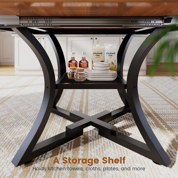 Round Extendable Dining Table Set for 4-8 — 5-Piece Kitchen Table with 4 Cushion Chairs