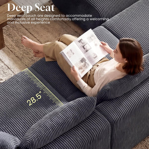 118" L-Shape Modular Cloud Sectional Sofa with Ottoman