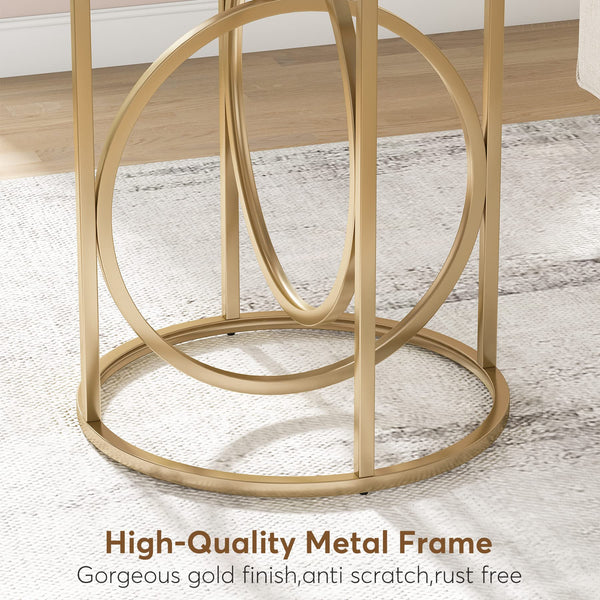 Round End Table with Gold O-Shaped Base