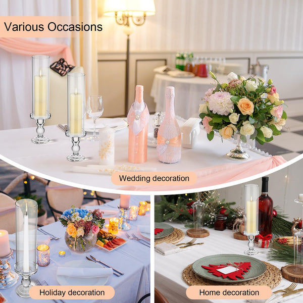 Hurricane Glass Taper Candle Holders Set of 12
