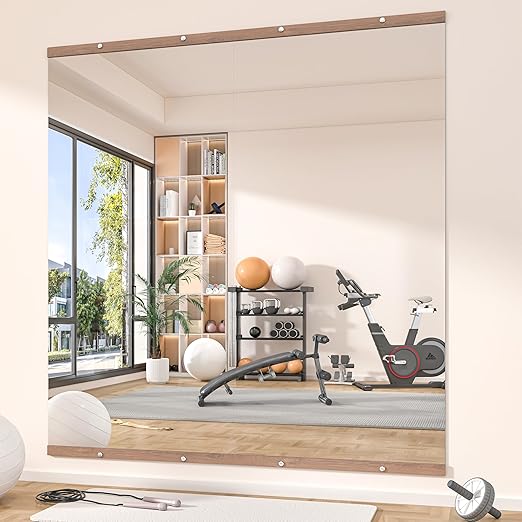 Wall-Mounted Tempered Glass Gym Mirror 55"L x 21"W – Set of 2
