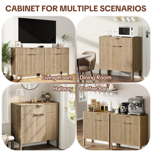 Fluted Buffet Cabinet with Storage – Modern Sideboard with Doors, Drawer & Wood Console