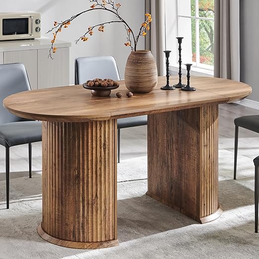 63-Inch Fluted Oval Dining Table for 4–6