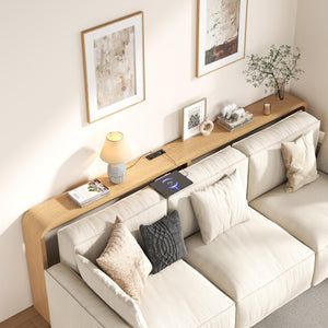 86.75" Console Table with USB Charging Ports & Open Storage Shelf
