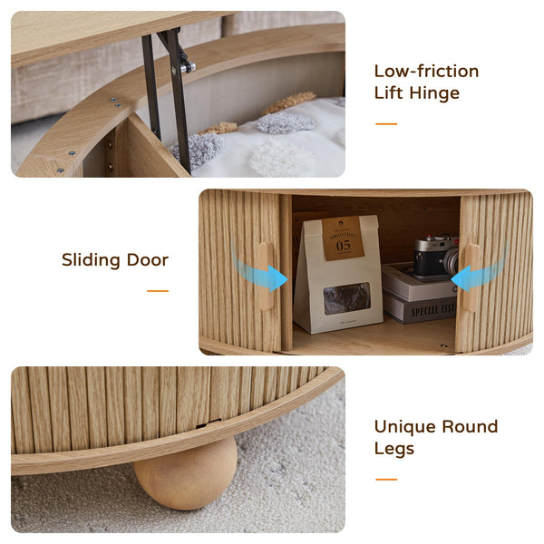 Round Lift-Top Coffee Table with Storage