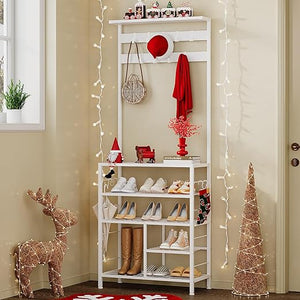 5-in-1 Hall Tree with Console Table & Shoe Rack