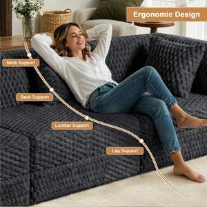 L-Shaped Modular Sectional Sofa Bed – Velvet, No Assembly