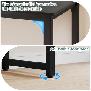 63-Inch Large Office Computer Desk with Steel Frame