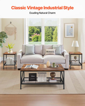 3-Piece Industrial Coffee & End Table Set