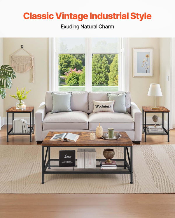 3-Piece Industrial Coffee & End Table Set