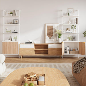 74" Ladder Bookshelf with Storage Cabinet