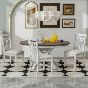 Round Extendable Dining Table Set for 4, 5-Piece