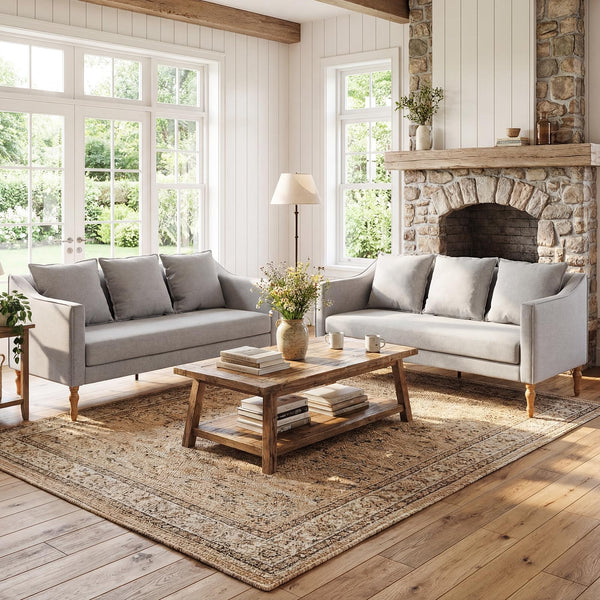 Farmhouse Loveseat Sofa – 63" Linen Grey