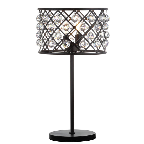 22.5" Oil Rubbed Bronze 2-Light Crystal and Iron Table Lamp