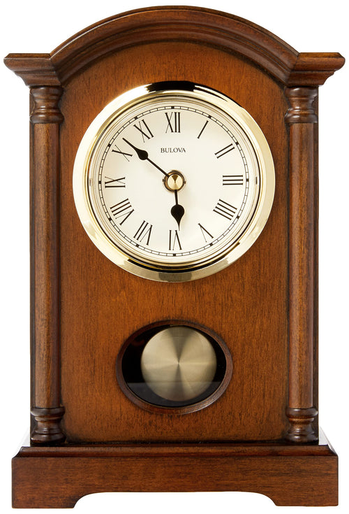 Walnut Chiming Pendulum Table Clock with Westminster Melody