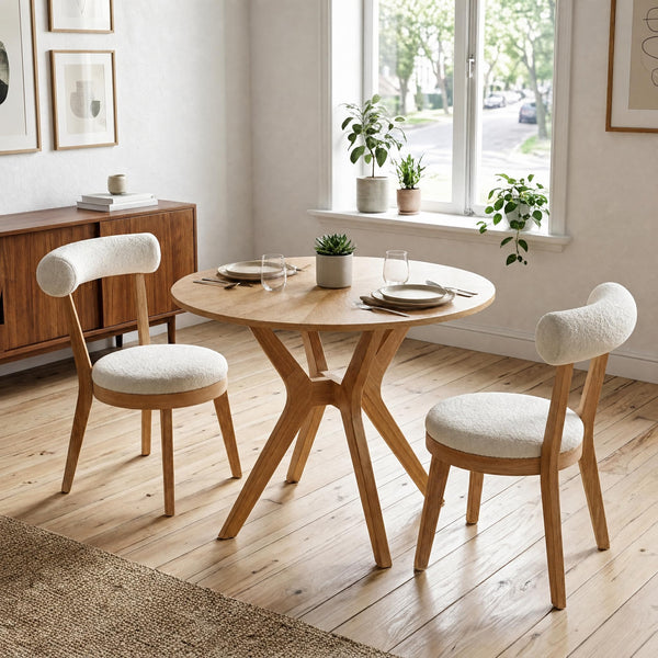 Round Dining Table Set with 2 Chairs