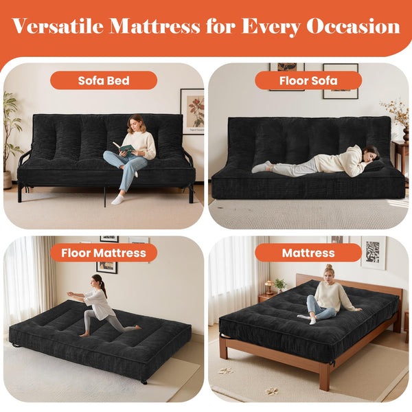 8" Futon Mattress | Roll-Up Floor Sofa Bed