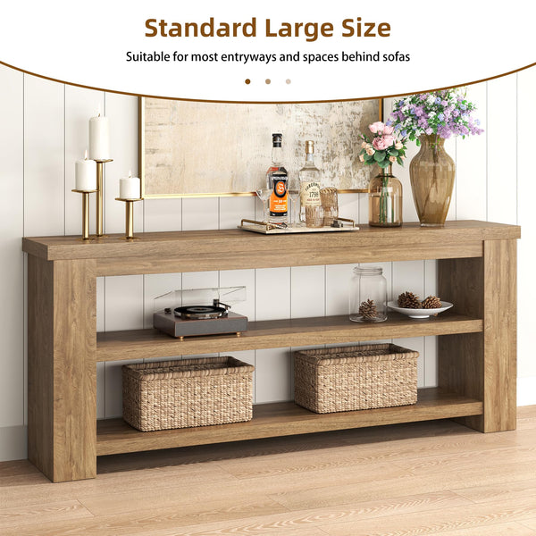 71" Console Table with 2 Shelves and 3-Tier Storage