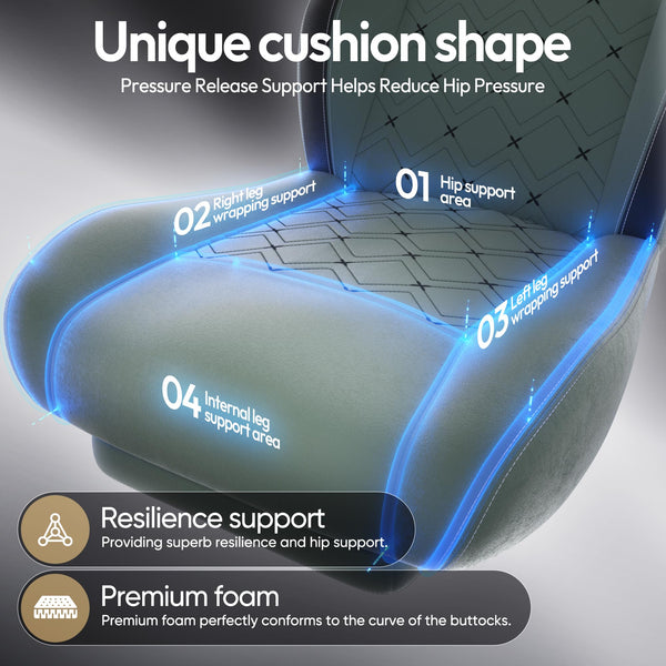 Ergonomic Fabric Gaming Chair with Heated Massage & Footrest