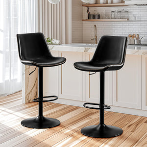 Adjustable Bar Stool Set of 2 – Microfiber Leather, Metal Frame