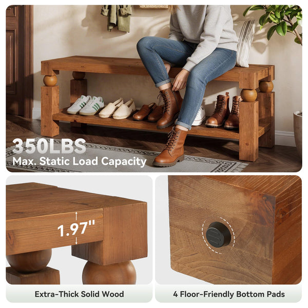 47-Inch Entryway Bench with Shoe Storage