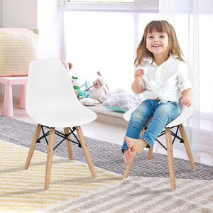 Kids Mini DSW Chair Set of 4 with Wood Legs & Curved Backrest
