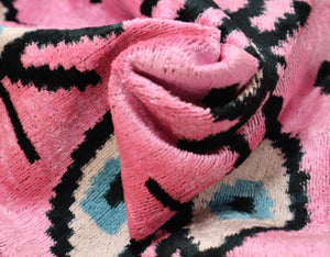 Pink Evil Eye Velvet Throw Pillow 16" x 24"