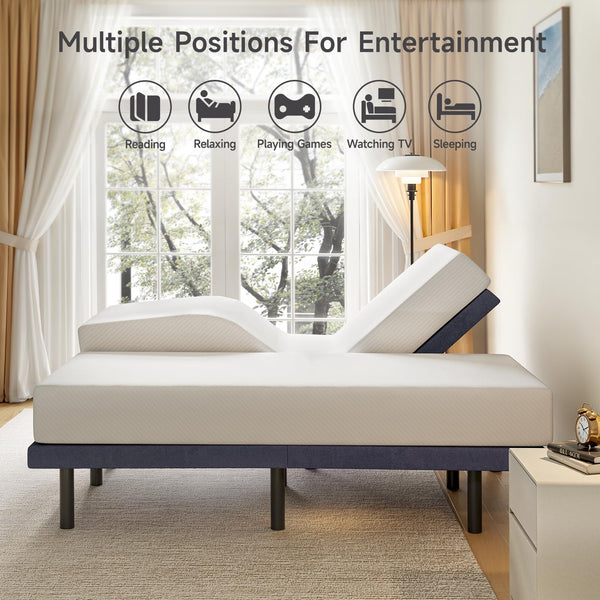 Adjustable Electric Bed Frame with Wireless Remote & Massage