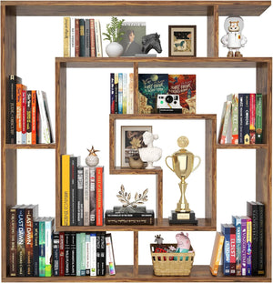 8-Shelf Geometric Bookcase – Freestanding & Wall Mount
