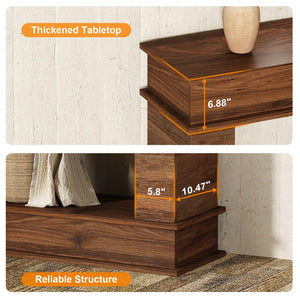63-Inch Farmhouse Console Table with Open Shelves