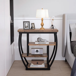4-Tier Industrial End Table with Storage Shelves