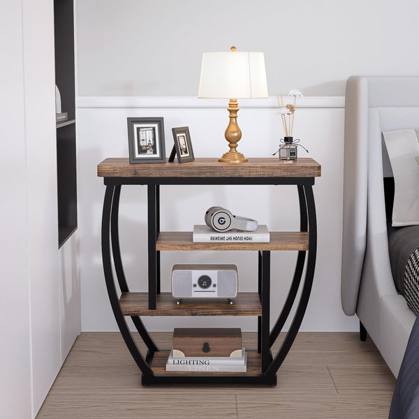 4-Tier Industrial End Table with Storage Shelves