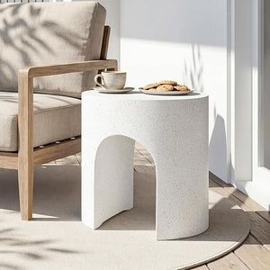Outdoor Concrete Accent Side Table with Arch Design
